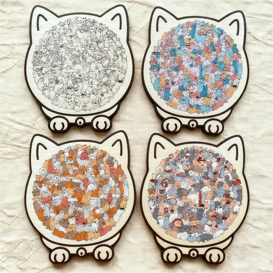 🎁Christmas Sale 90% OFF🎅135-Piece Morandi-Colored Cat Shaped Wooden Jigsaw Puzzle