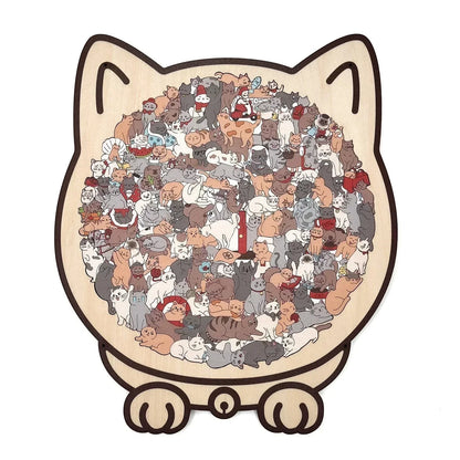 🎁Christmas Sale 90% OFF🎅135-Piece Morandi-Colored Cat Shaped Wooden Jigsaw Puzzle