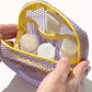 ✨ NEAT & CHIC ON THE GO! ✨ Portable Mesh Color-Block Organizer Bag 🧼 See-Through Mesh – Find Anything in Seconds! 🔍