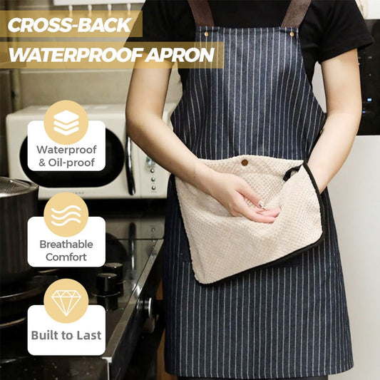 🔥90% OFF Sale!🔥Cross-Back Waterproof Apron with Detachable Hand Towel