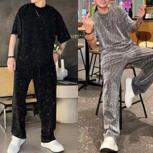 Men's Short Sleeve Top & Wide Leg Pants 2-Piece Set