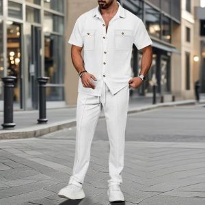 Men's Solid Color Casual Two-Piece Set