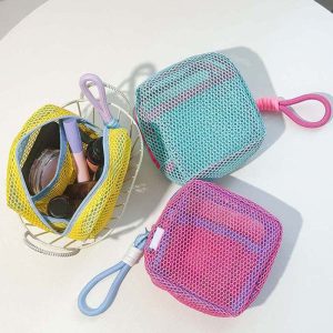 NEAT & CHIC ON THE GO! ??Portable Mesh Color-Block Organizer Bag 🧼 See-Through Mesh ??Find Anything in Seconds! 🔍