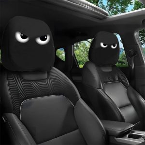 Funny Cartoon Car Headrest Covers 2PCS Universal Fit