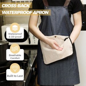 🔥50% OFF Sale!🔥Cross-Back Waterproof Apron with Detachable Hand Towel